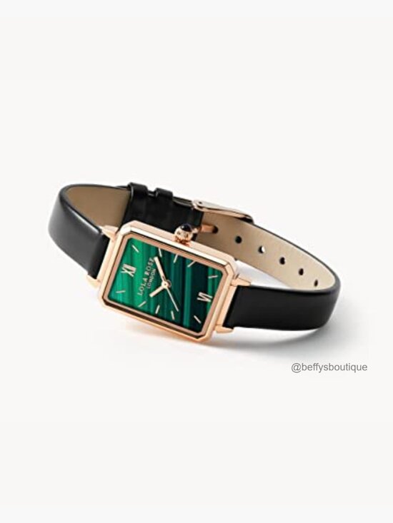 Dainty Malachite Dial Wrist Watch with Leather Strap, Elegant Gift main image 5